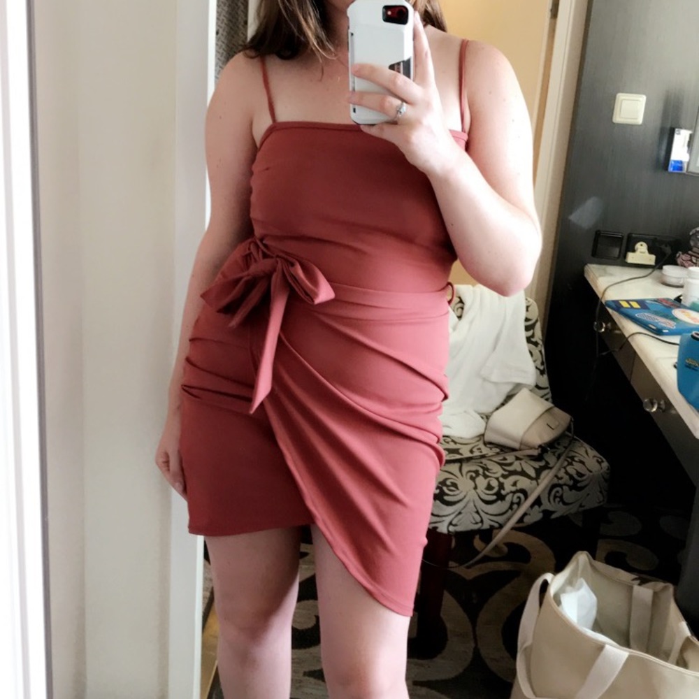 Burnt Orange Tie Front Dress